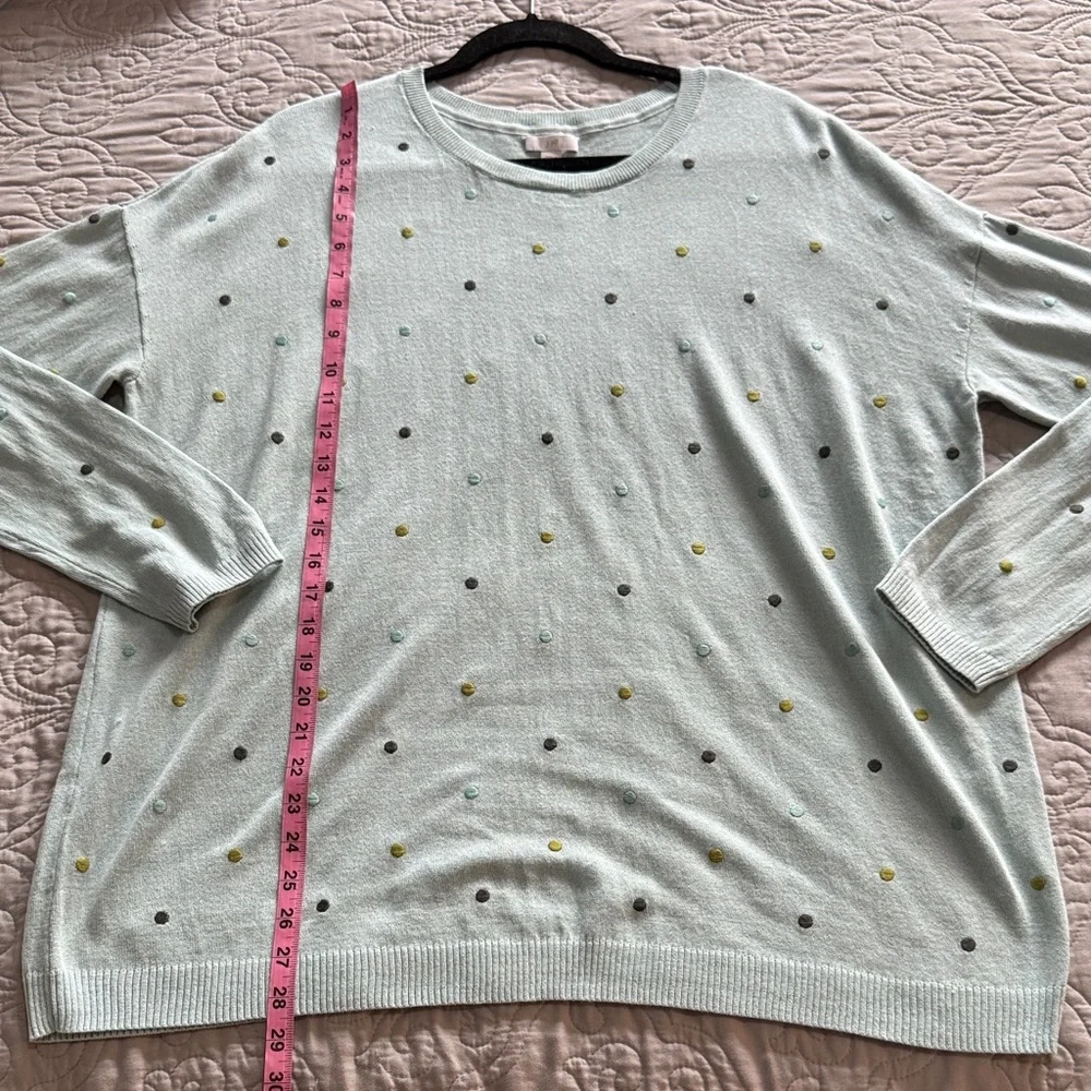 NWT J. Jill Polka Dot Sweater Robin’s Egg Blue size Large Tall - Picture 12 of 13